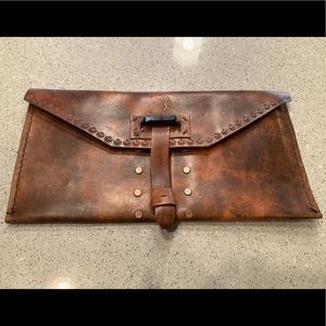 Boho Leather Envelope Clutch